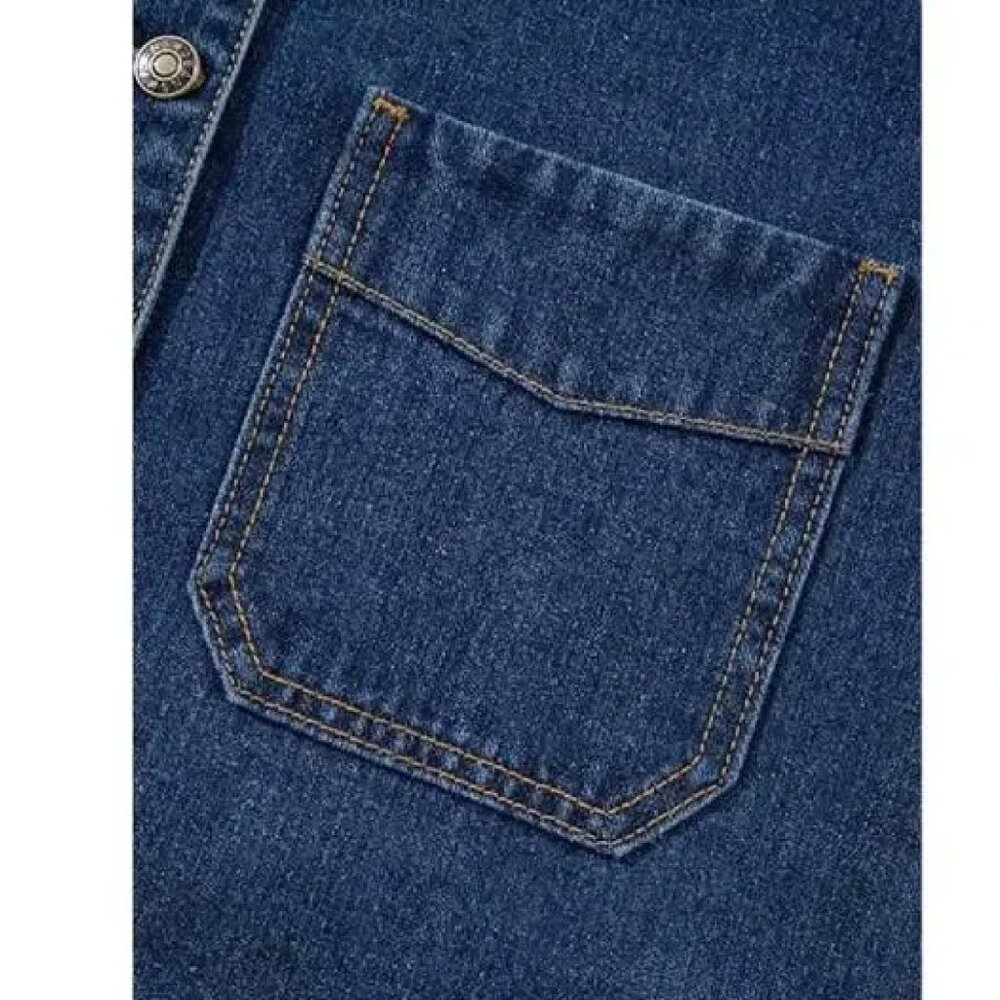 Women's Jean Jacket Boyfriend Button Up Long Sleeve (M) - Picture 6 of 6